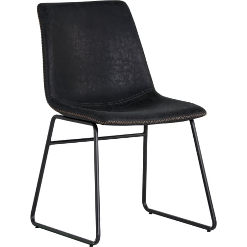 Cal Dining Chair in Antique Black on Black Steel Base (Set of 2)